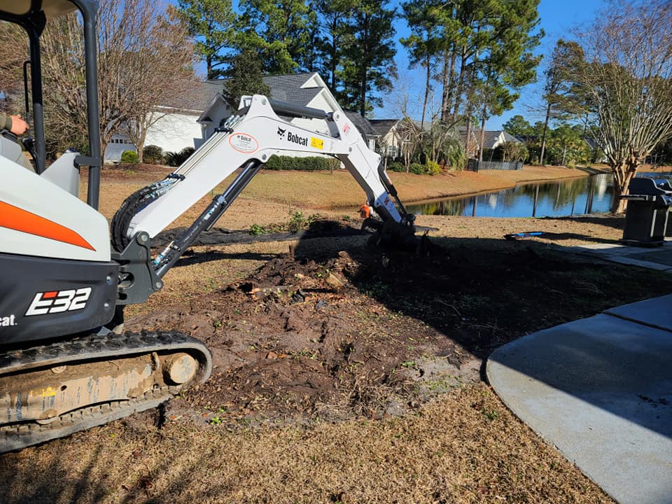 Remove shrubs and stump for fence in Carolina Forest,SC 29579