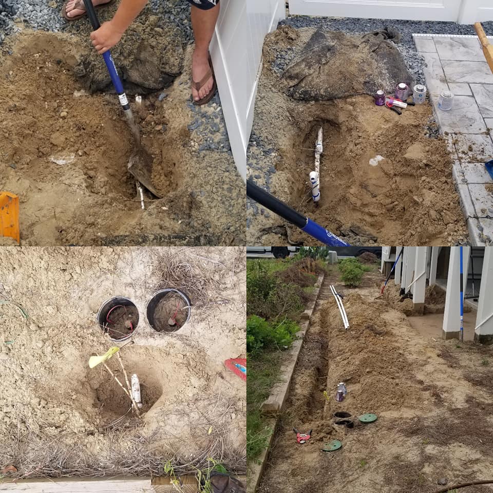 Found broke pipes, repaired them, and ran new drip lines for our installations. Ocean Isle,NC 28469