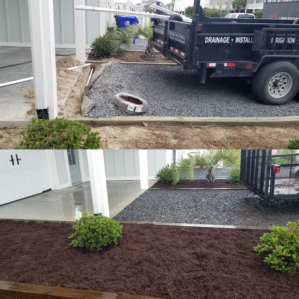 Found broke pipes, repaired them, and ran new drip lines for our installations. Ocean Isle,NC 28469