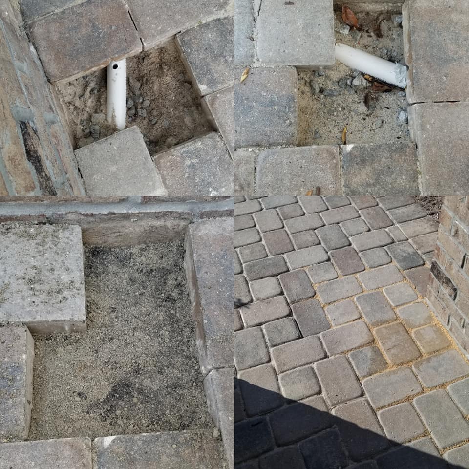 Repaired drilled hole in line, installed pavers back over North Myrtle Beach,SC 29582