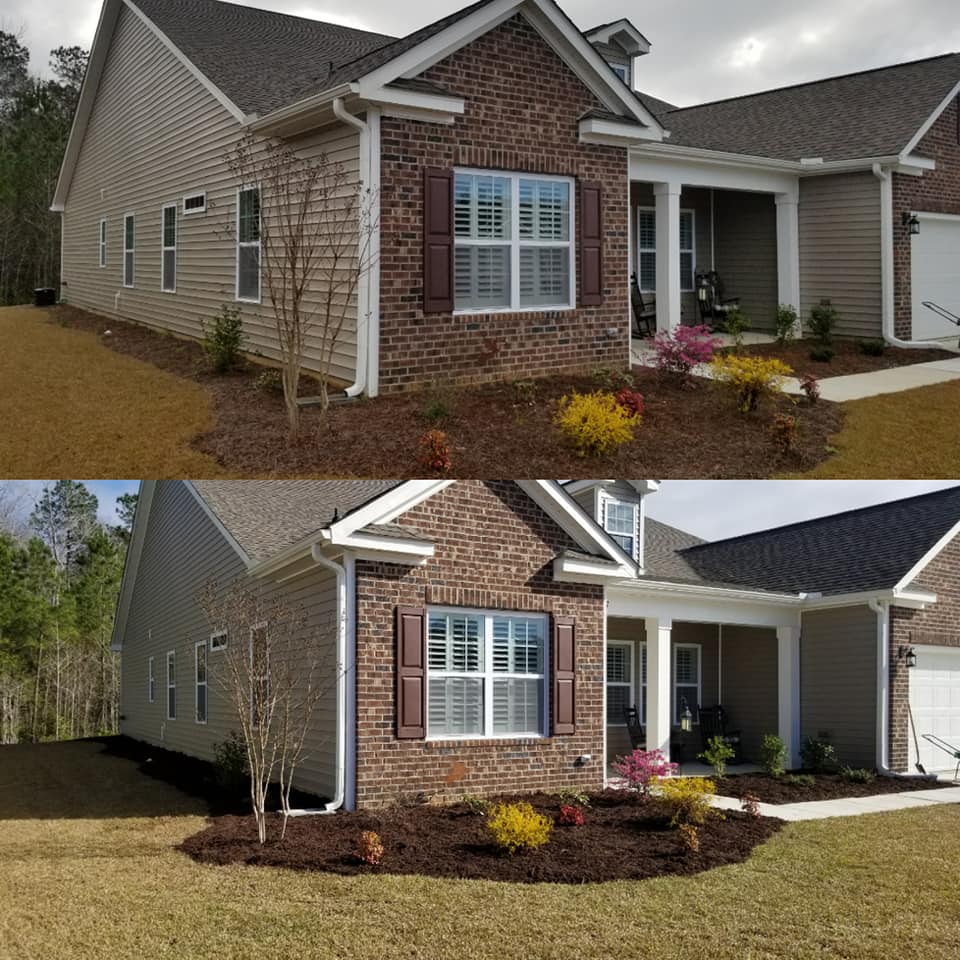 Pine Straw removal and mulch installation in Little River, SC 29566