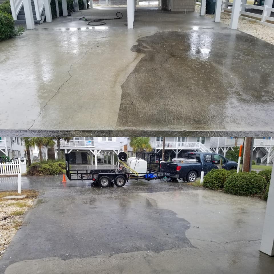 Power washing driveway in North Myrtle Beach,SC 29582