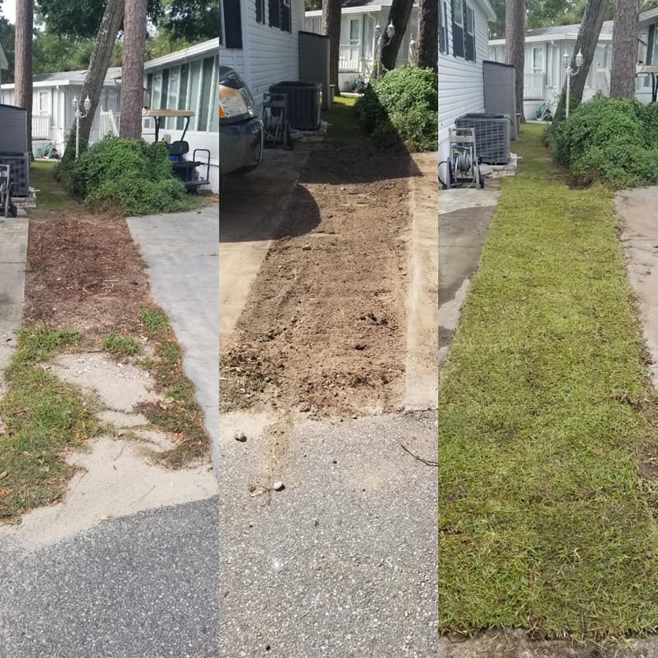 Removed old grass area, installed top soil, sod and mulch Myrtle Beach, SC 29582