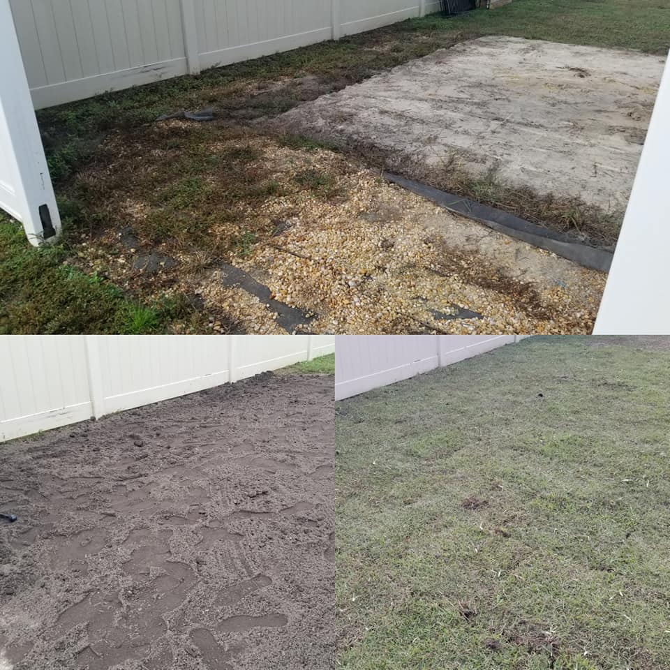 Removed old grass, old sand area, installed top soil, sod Longs, SC 29568