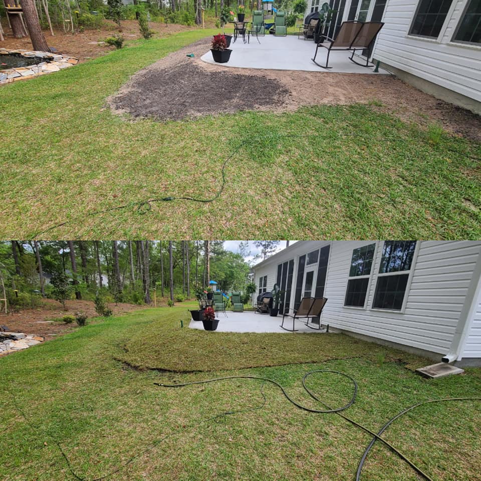 Brought in top soil and layed Centipede sod in Longs, SC 29568