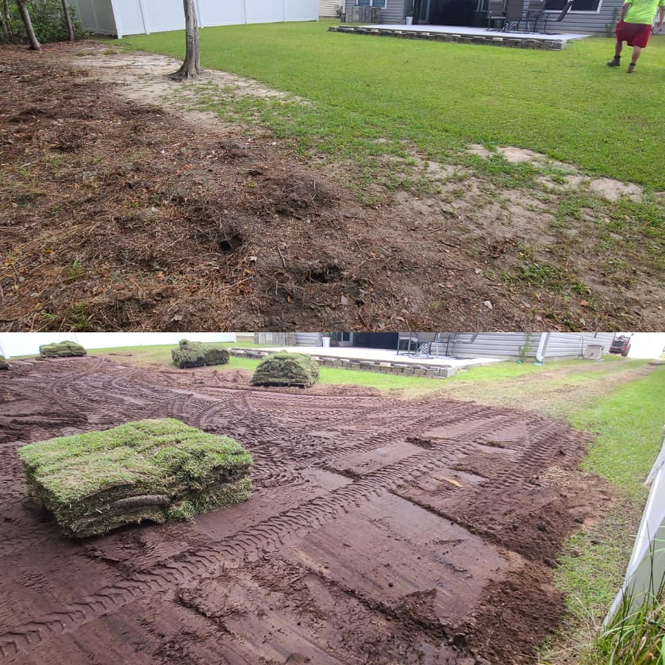 Brought in dirt to raise ground and delivered sod for customer to put out in Little River, SC 29566