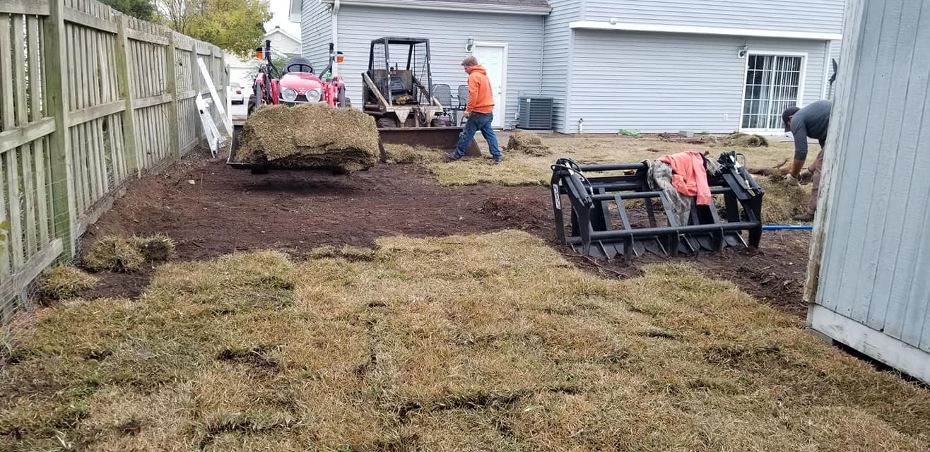 removed trees stump ground graded and put sod down