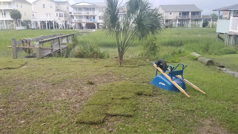 Placed sod at a clean up job in Cherry Grove, SC 29582
